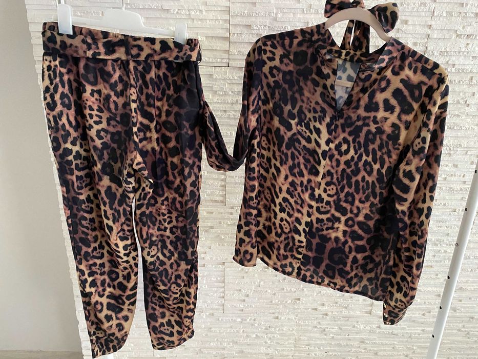 CHICACA komplet perfect koszula kokarda spodnie wiązane Animal S-M