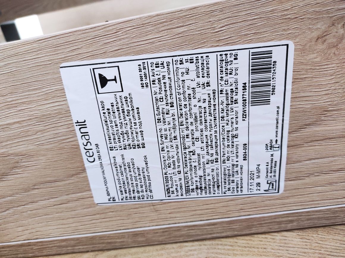 Szafka łazienkowa pod umywalkę Cersanit Crea 80 cm dąb
