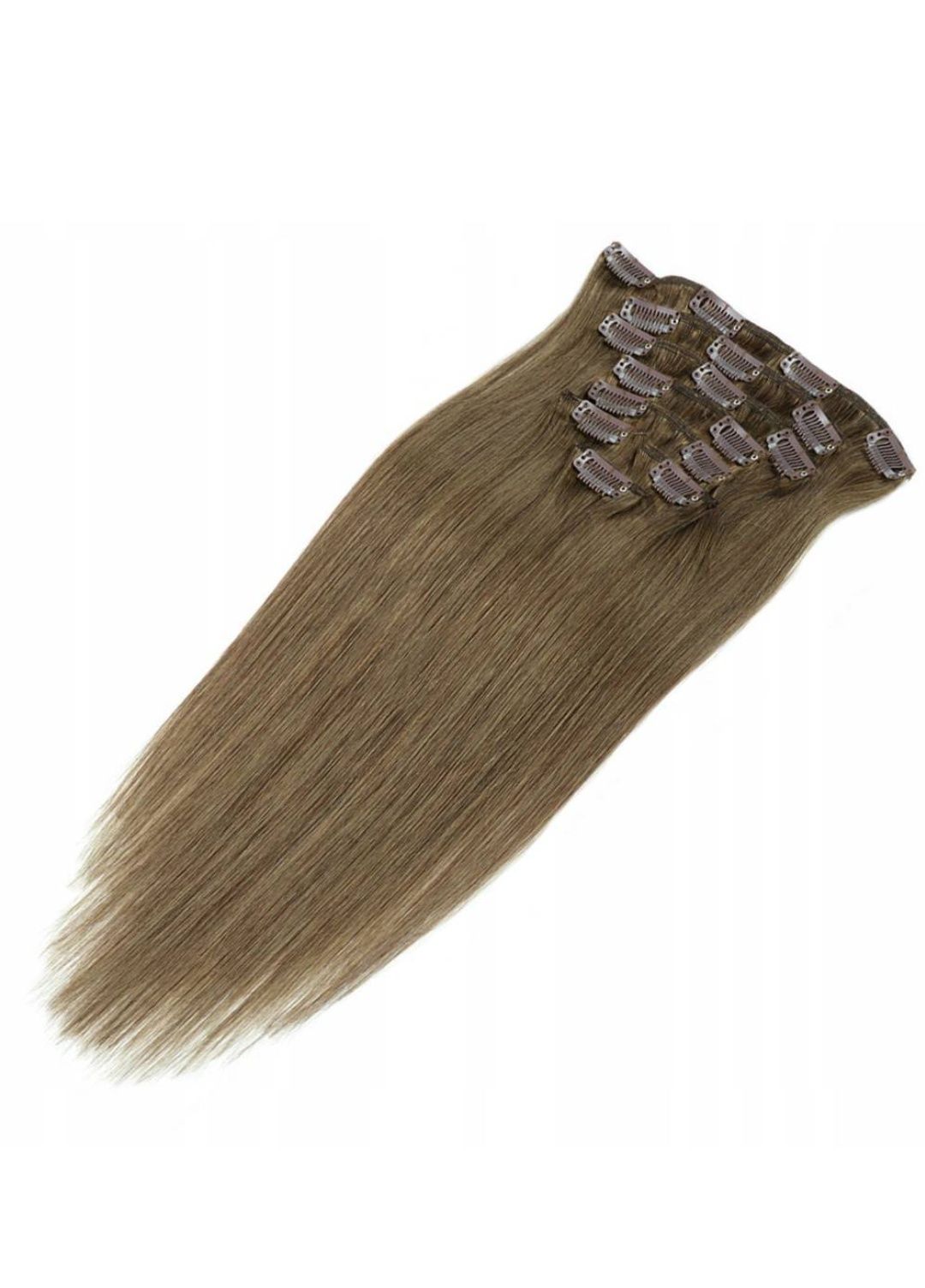 Włosy clip in ciemny blond 8 taśm 60 cm