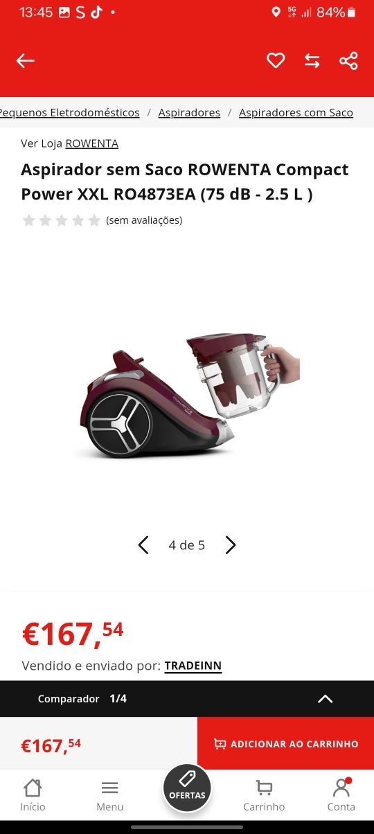 Aspirador sem saco Rowenta Compact Power XXL