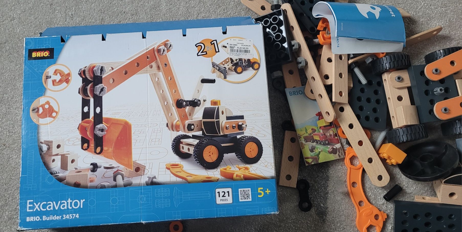 Super klocki drewniane konstrukcyjne Brio 121 elementów jak nowe!