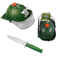 Duży zestaw wojskowy kask helm nóż myśliwski zabawka dla dzieci