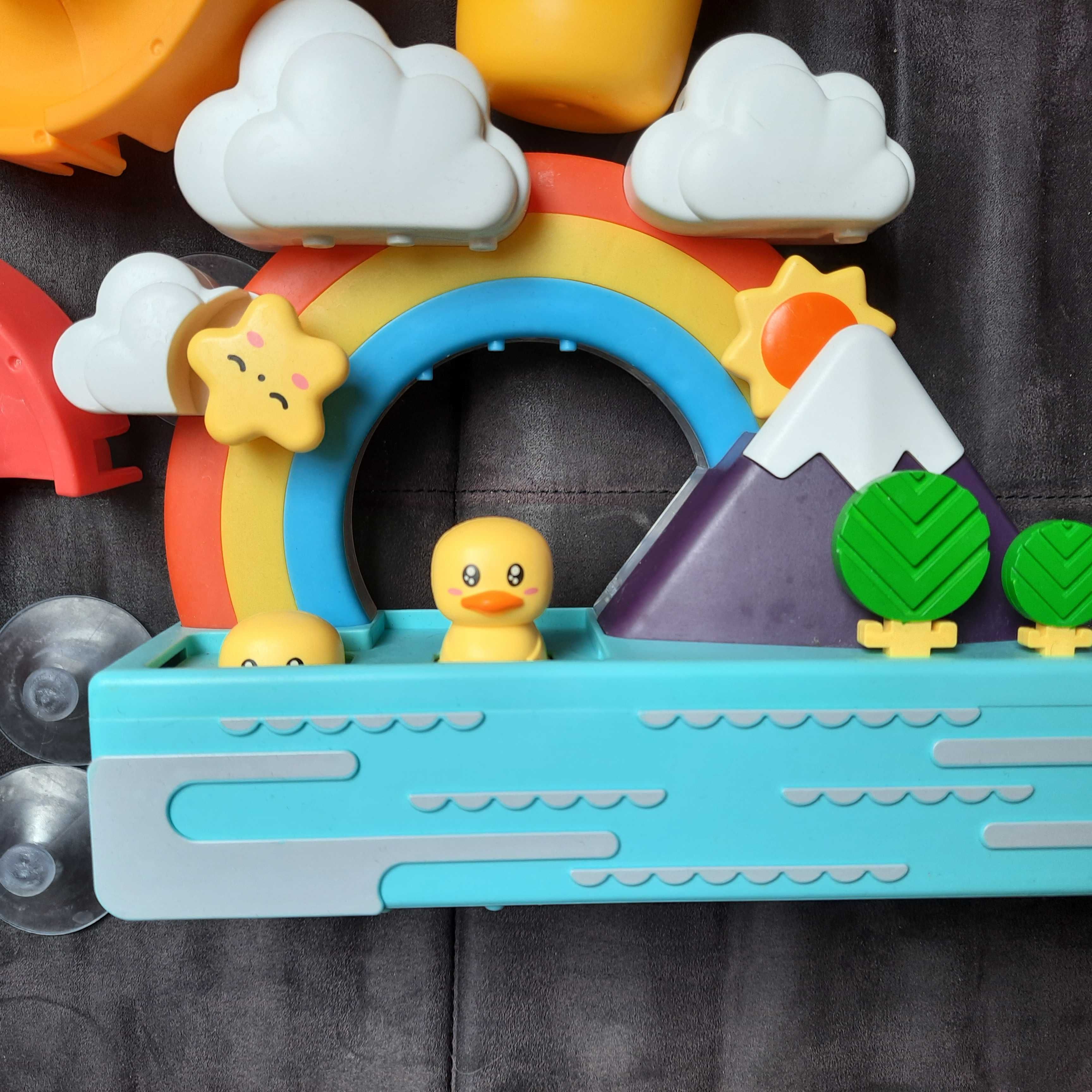 Zabawka do kąpieli Zjeżdżalnia tor wodny DIY żółte kaczki Tęcza