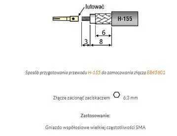 Gniazdo SMA zaciskane na przewód H-155 złocone Kod.: E845601