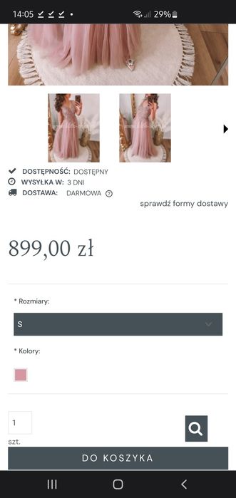 Sukienka maxi tiulowa cekinowa pudrowa