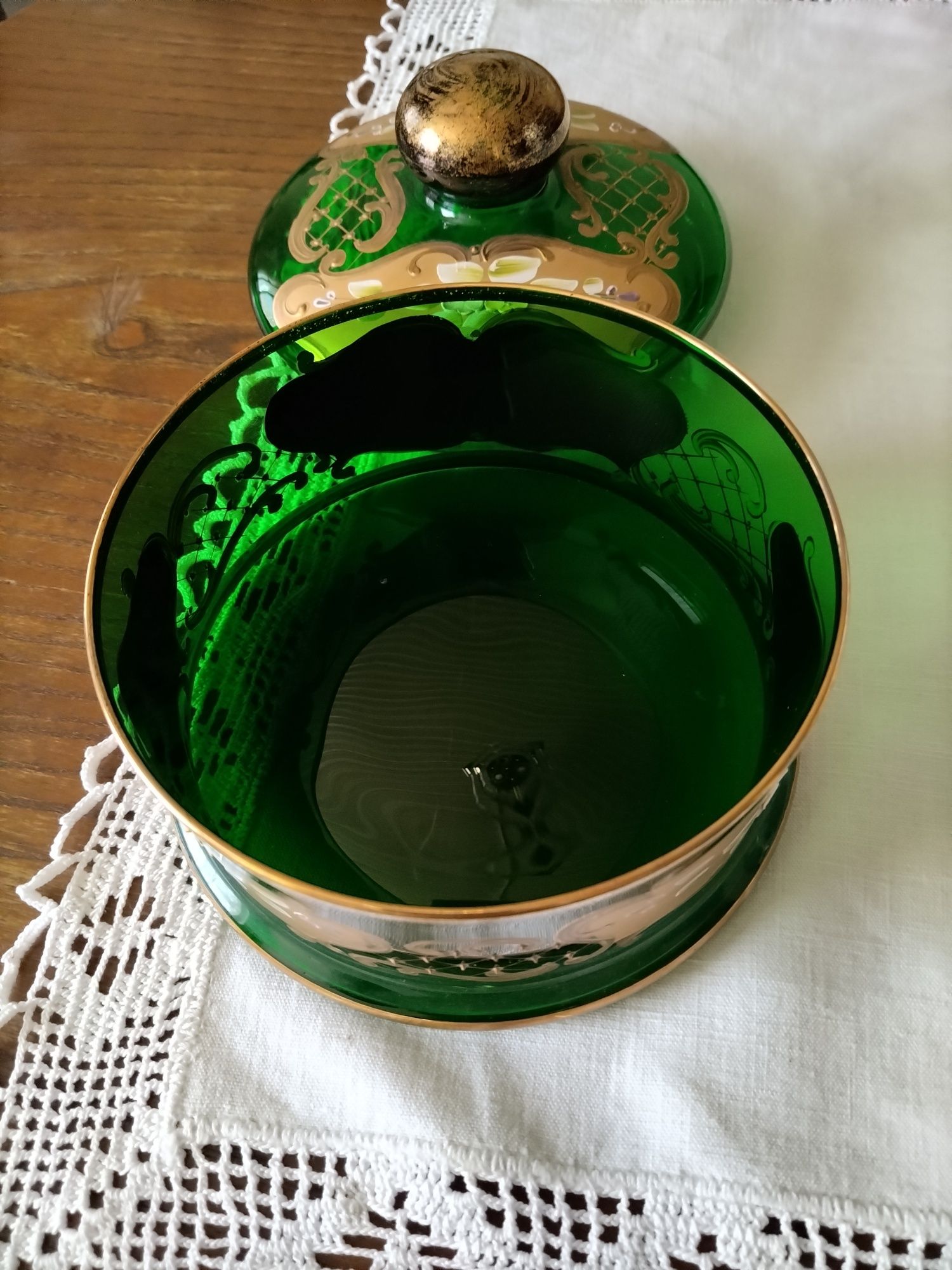 Linda peça murano, cor verde com dourado