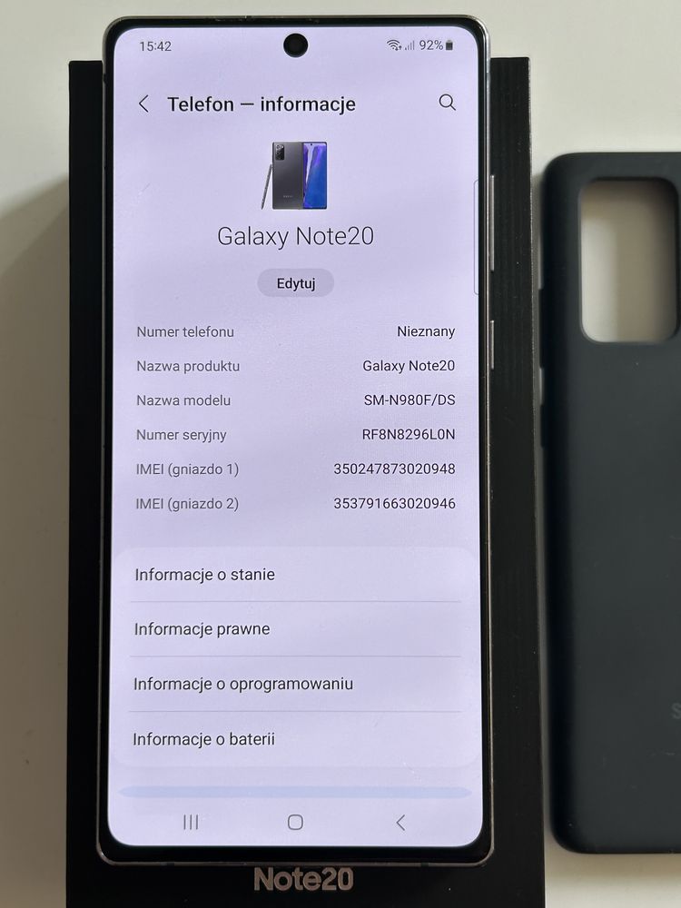 Samsung Galaxy Note 20 dual sim 8/256GB, bez simlocka, komplet