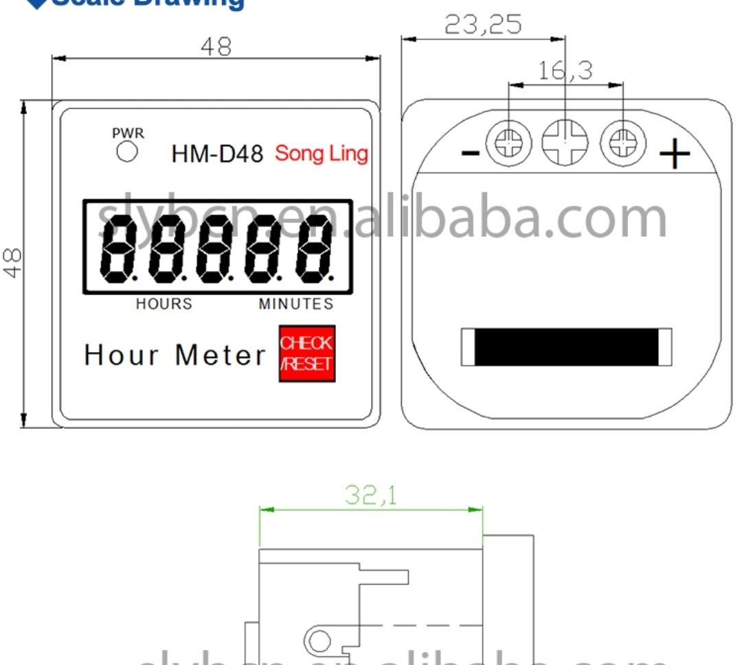 Счётчик моточасов HM-D48,  индикатор времени работы 220V. генератор