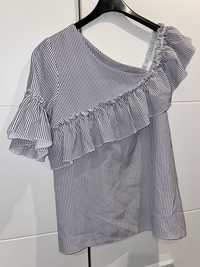 Piękna elegancka bluzka damska koszulowa falbanki paski