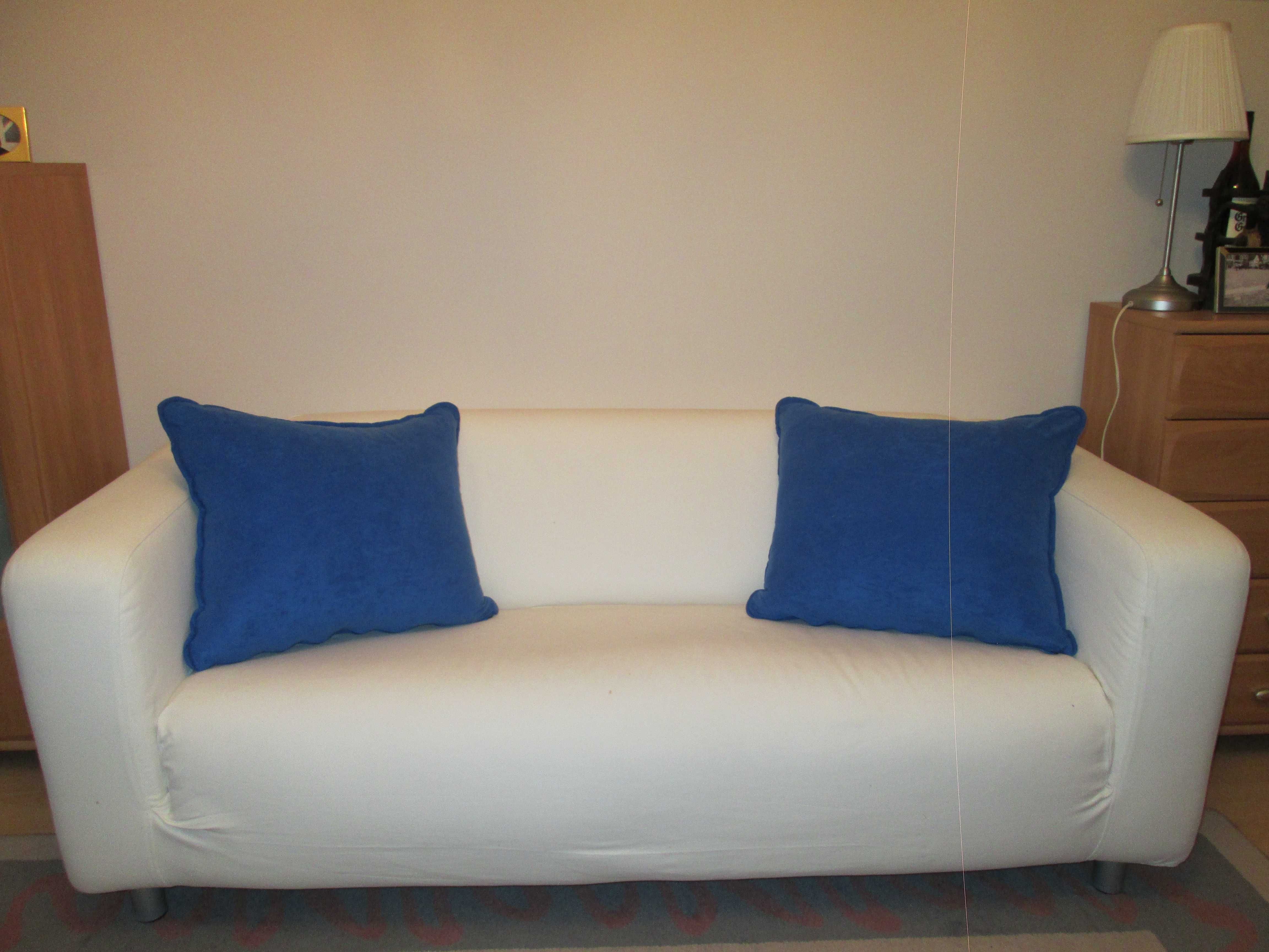 Sofa biała + szary pokrowiec- transport