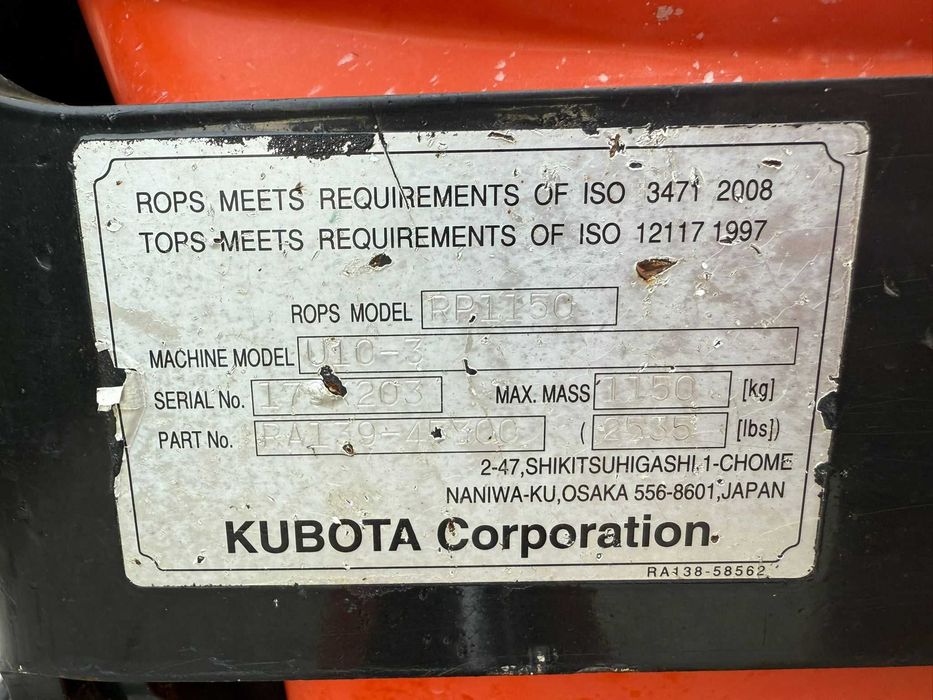Kubota U10-3, 2018