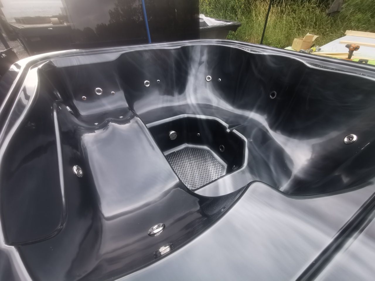 Jacuzzi kwadratowe Akrylowe Hydromasaż Pokrywa Piec  leżanka Marmurek