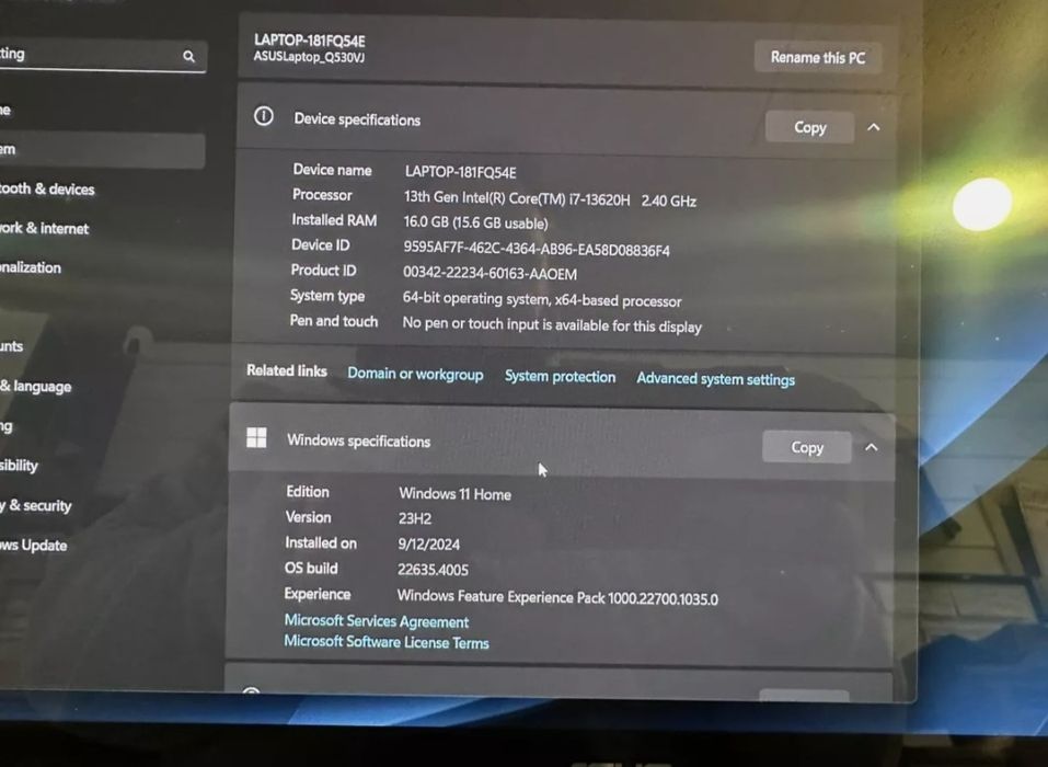 Asus 13ª Geração i7, RTX 3050, 16GB RAM, 500GB SSD