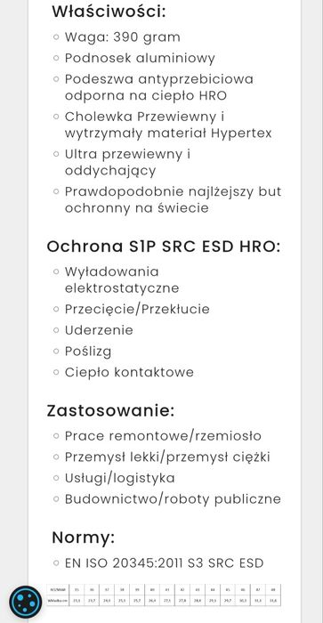 Najlżejsze buty robocze S1P SRC ESD  Monitor rozm.40