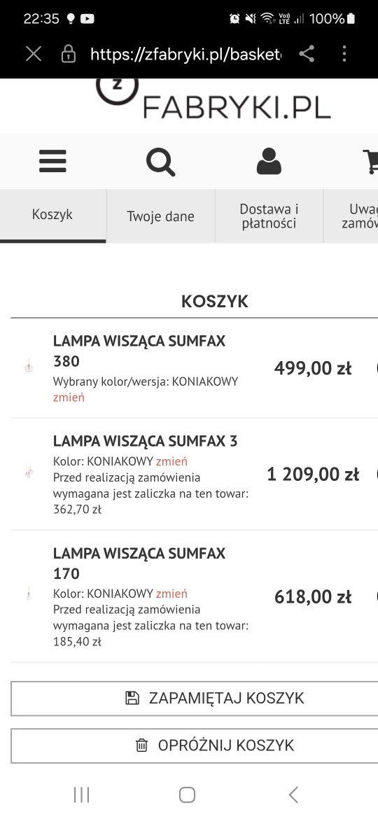 Lampy Sumfax zestaw