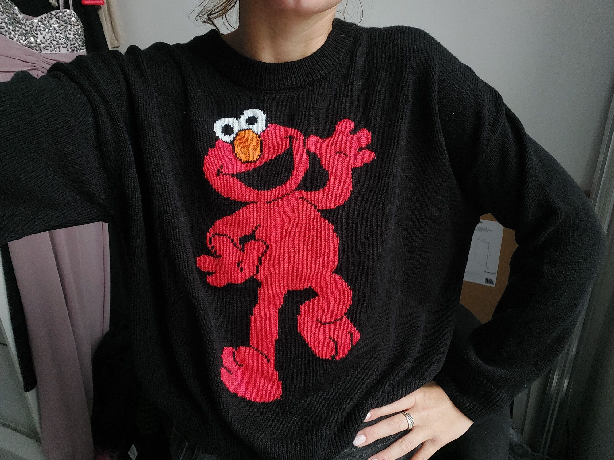 Sweter czarny Elmo, mapety xs/s h&m