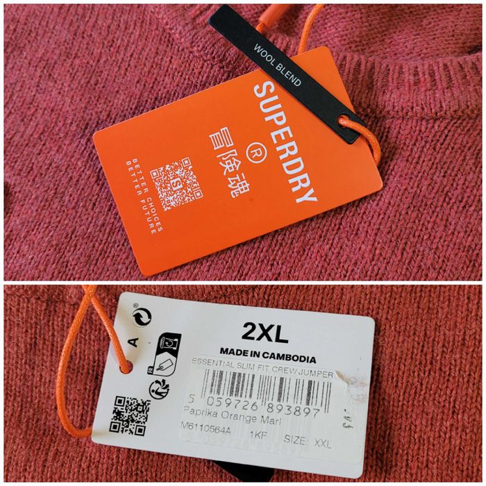 Superdry розмір XL-2XL чоловіча Slim fit кофта светр джампер оранжева