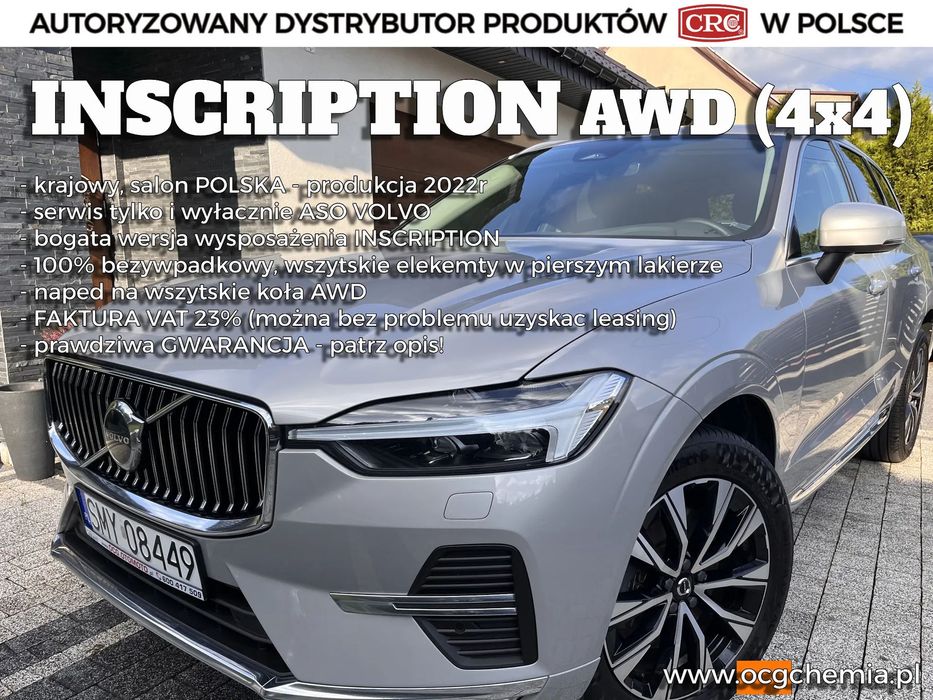 Volvo XC 60 napęd AWD 4x4, wersja INSCRIPTION, salon POLSKA, FAKTURA VAT 23%
