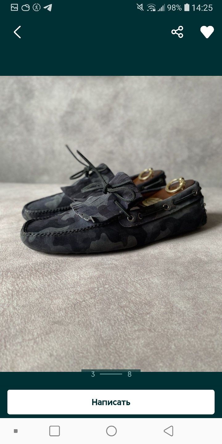 Оригінал шкіряні мокасини Car Shoe (Prada)27.5 см