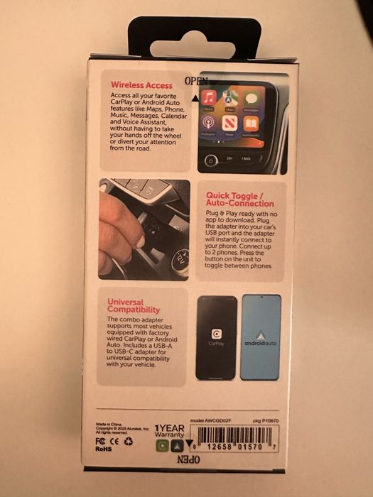 Бездротовий автомобільний адаптер для Apple car play Android auto