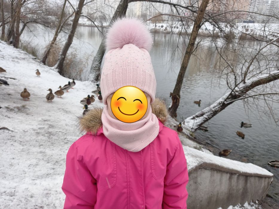 Набір меринос шапка, снуд, рукавички на 5-8 років.