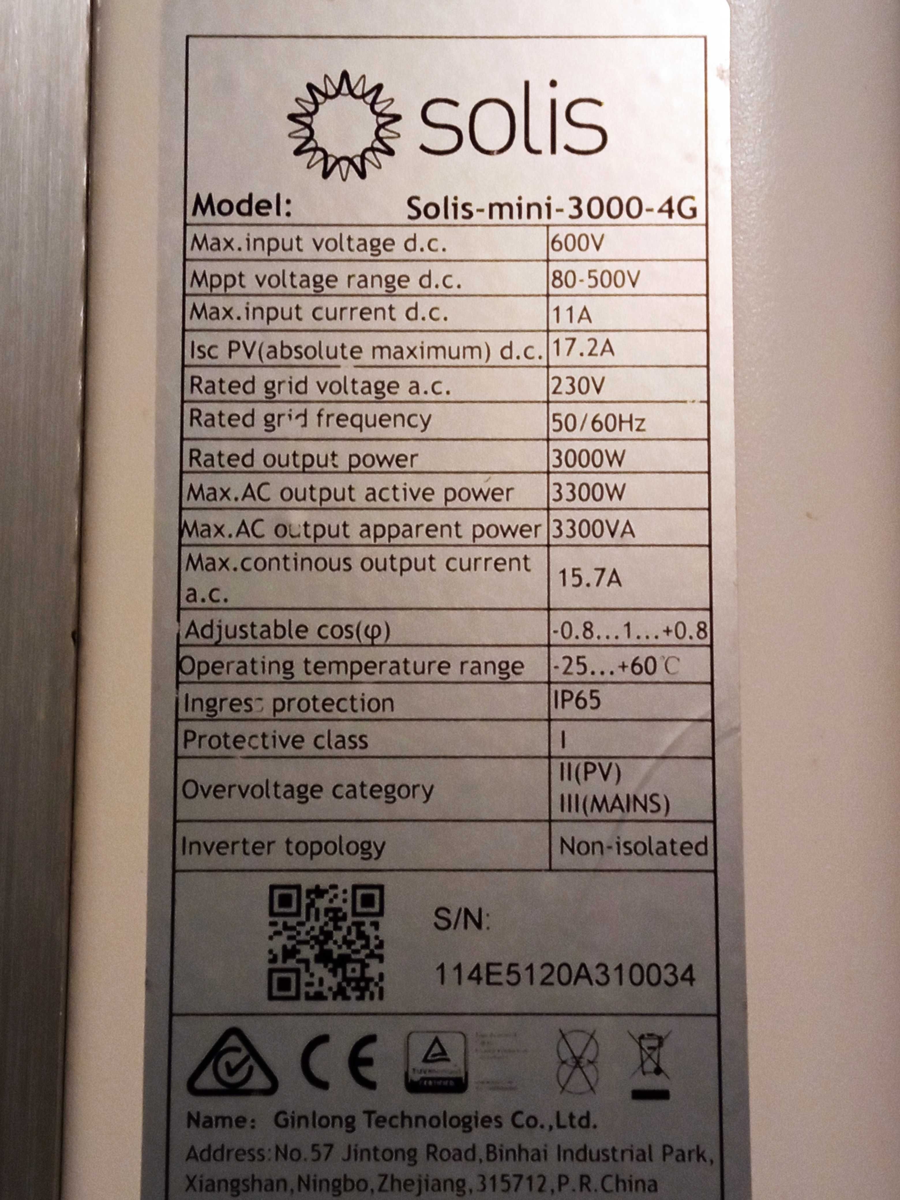 Falownik jednofazowy Solis-mini-3000-4G, używany