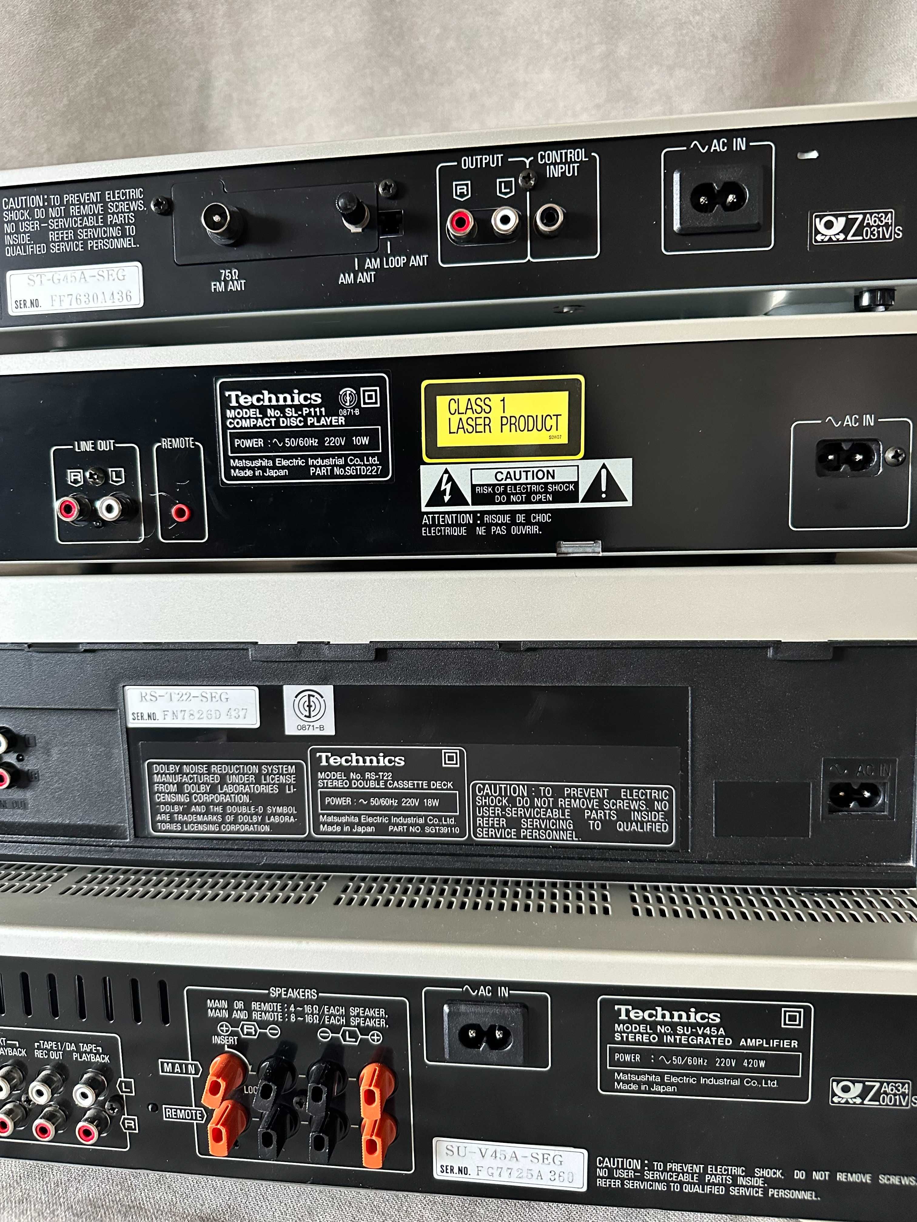 Zestaw stereo - vintage Technics su-v45a, rs-t22, sl-p111, st-g45a