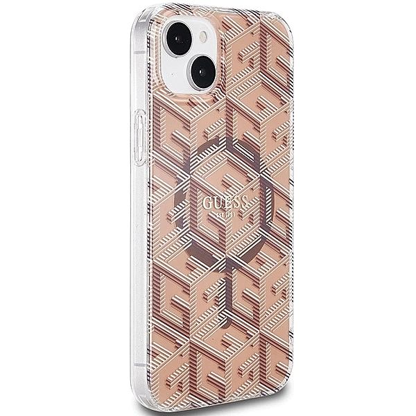 Etui Guess IML GCube MagSafe na iPhone 15 Plus / 14 Plus - brązowe