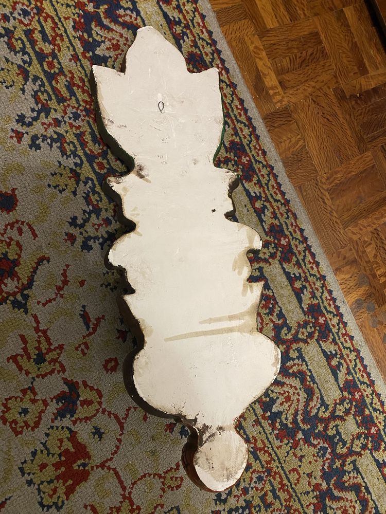 Pia de água benta em gesso pintado – decoração vintage/religiosa