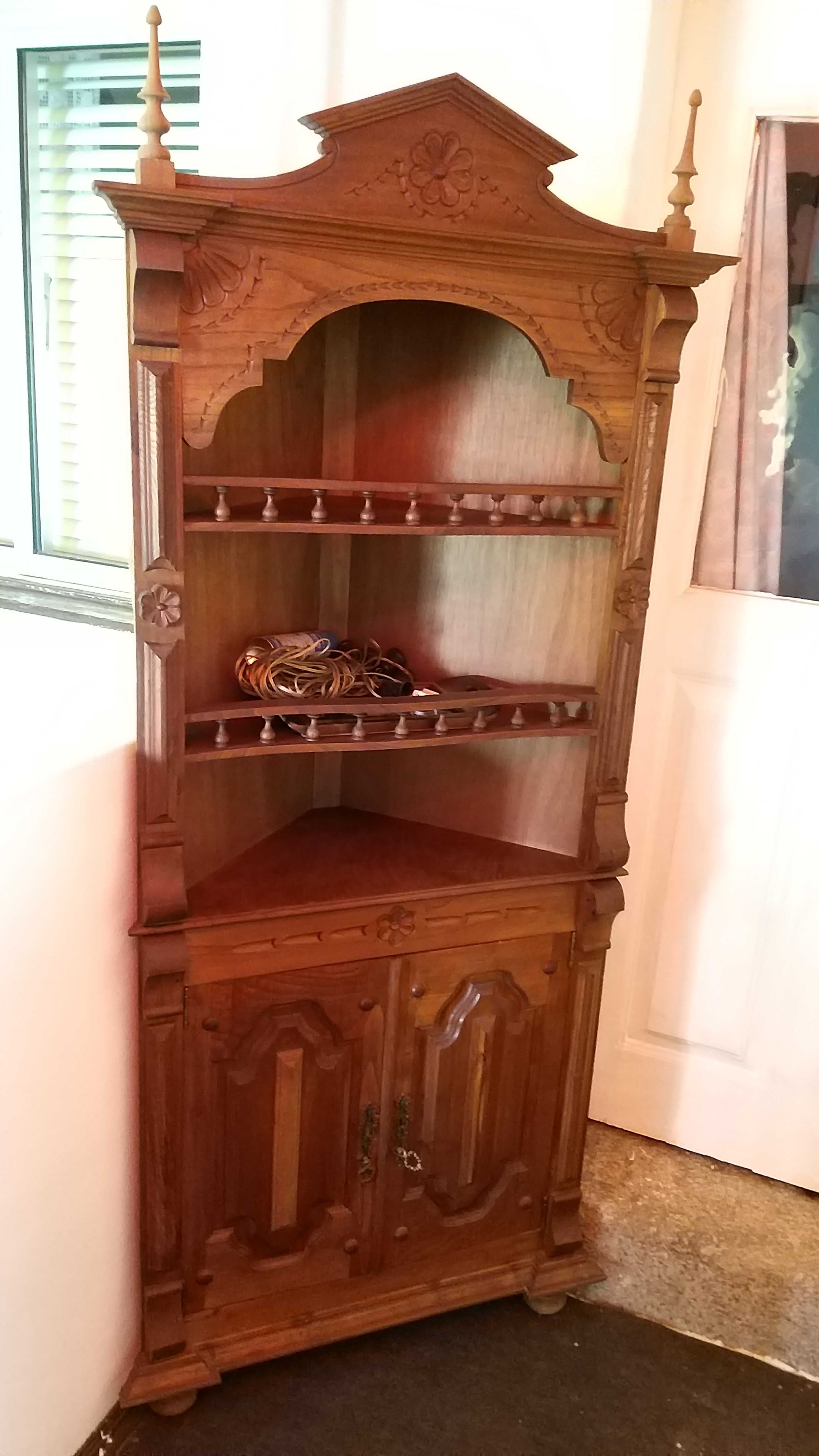 Móvel Cantoneira de Canto Apoio Madeira Maciça Trabalhada Vintage