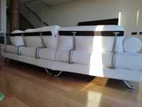 Sofá contemporâneo de 5 lugares, branco pérola.