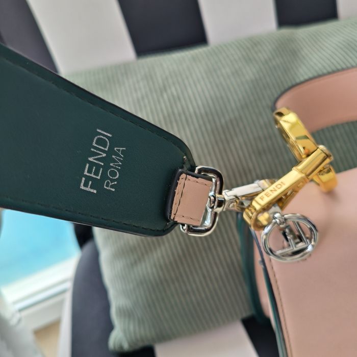 Double leather logo fendi bag