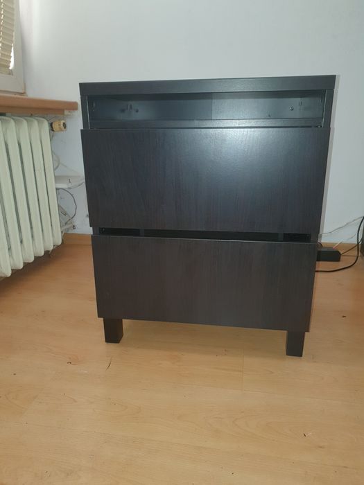 Szafka nocna komoda 2 szuflady ciemny brąz