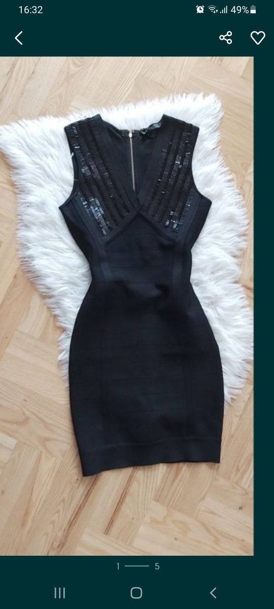 Sukienka guess by marciano wieczorowa mini krótka małaczarna bandażowa