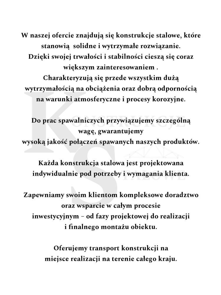 Konstrukcje stalowe - Hale /Wiaty / Garaże