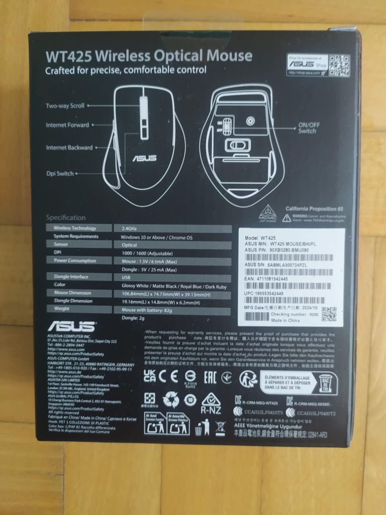 Myszka ASUS WT425 nieużywana
