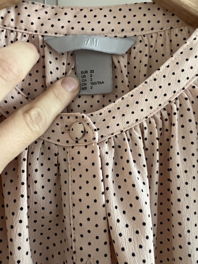 Koszula H&M 32 xxs różowa w kropki oversize bluzka ciążowa