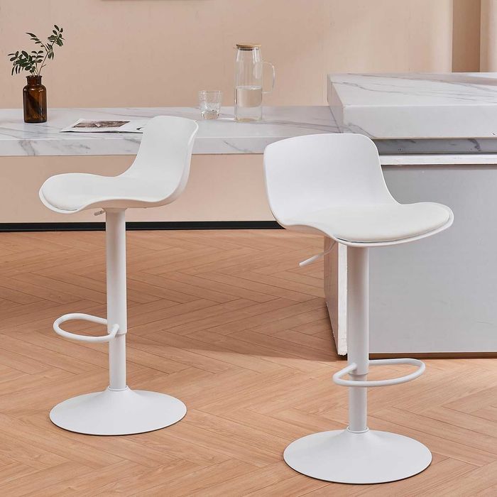 Zestaw 2 białych krzeseł barowych YOUNIKE białe, ekoskóra 360