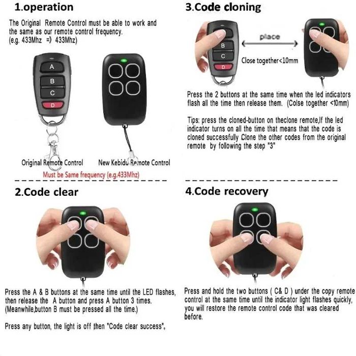 Duplicador universal de controle remoto de garagem, clone de comando