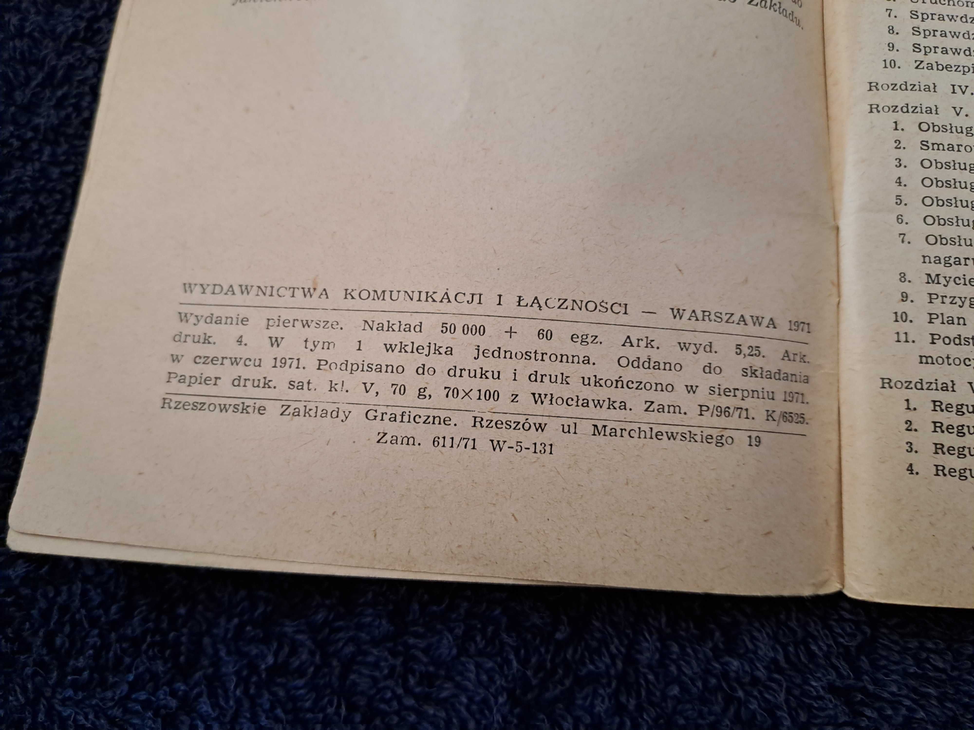 Oryginalna instrukcja obsługi WSK 125 M06B3 z 1971 roki - I wydanie