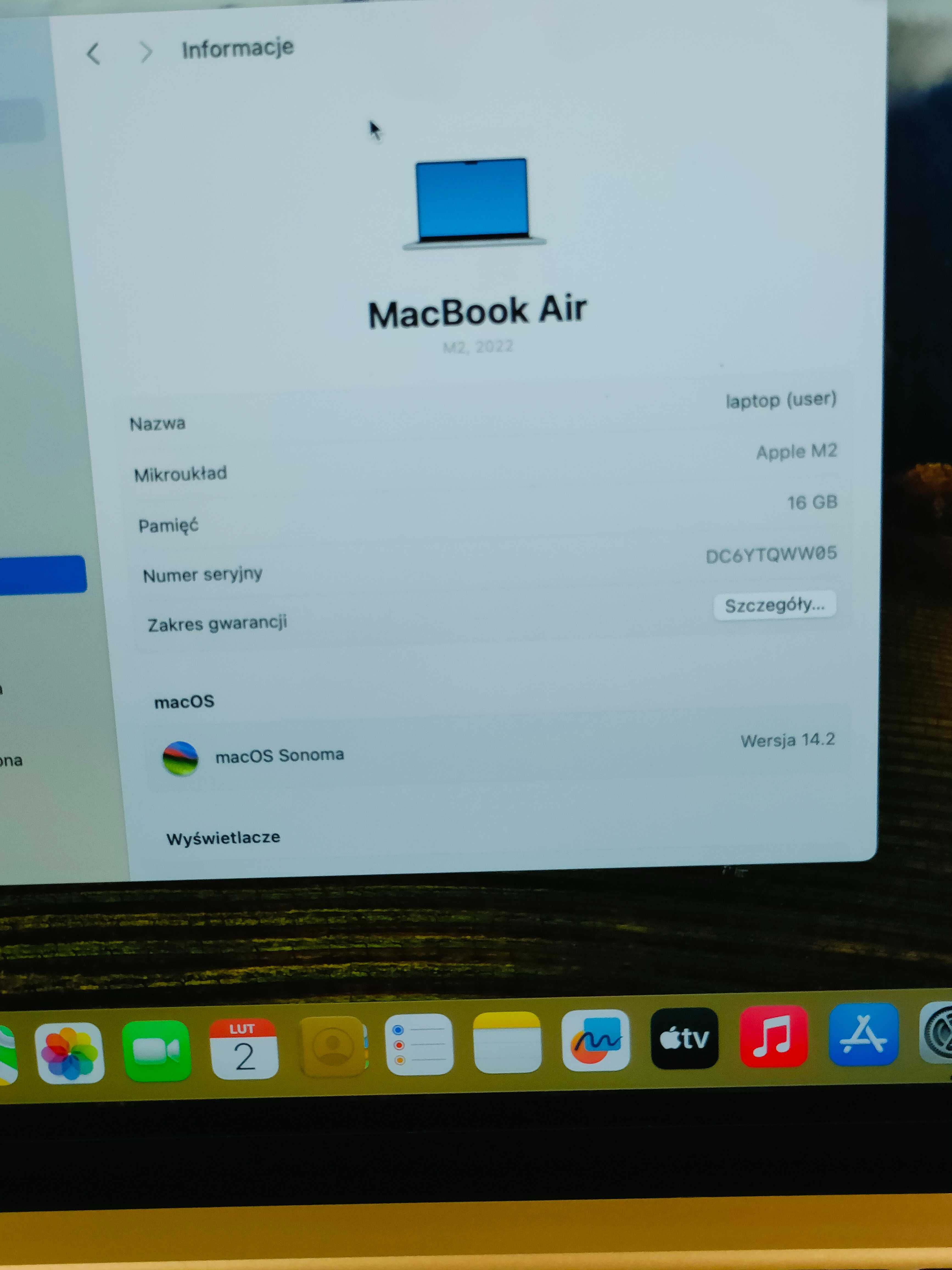 6451/23 MacBook Air M2 13,6 16GB 512GB gwarancja