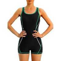 Sportowy strój kąpielowy jednoczęściowy czarny zielony rozmiar M