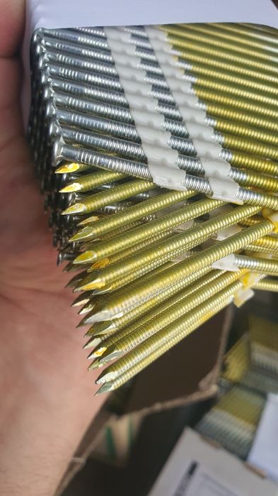 Gwoździe łączone plastikiem hikoki ocynk ring 9cm,6cm,5cm 21 stopni.