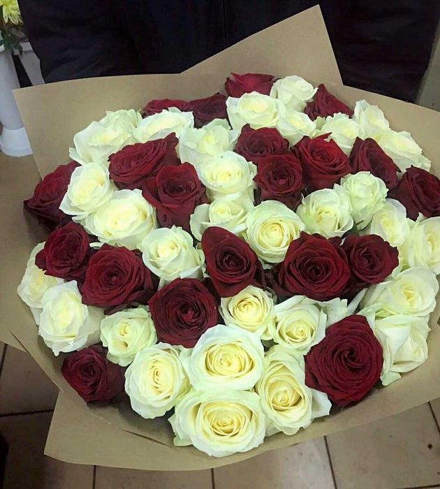 Букет, красных роз, 55 роз - акция! Цветы Днепр, доставка цветов