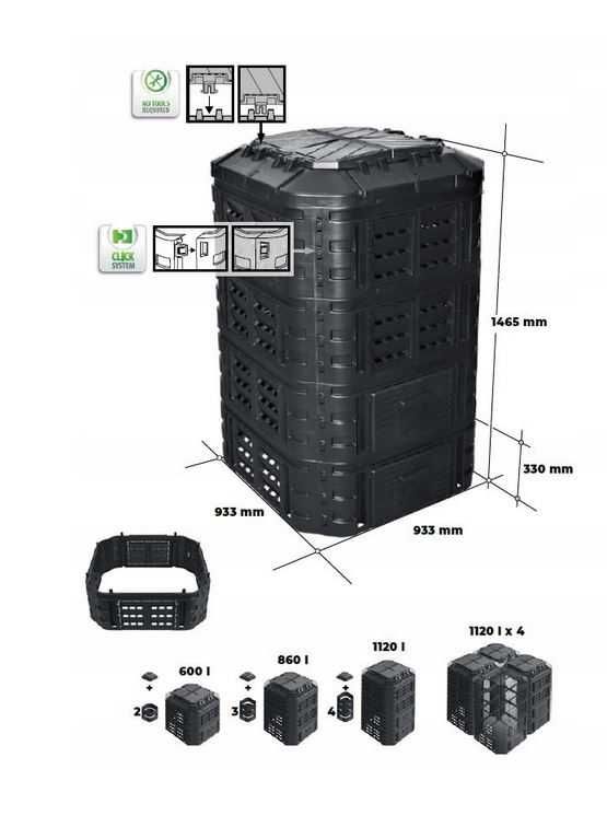 Kompostownik 860L na bioodpady Nowy POZ