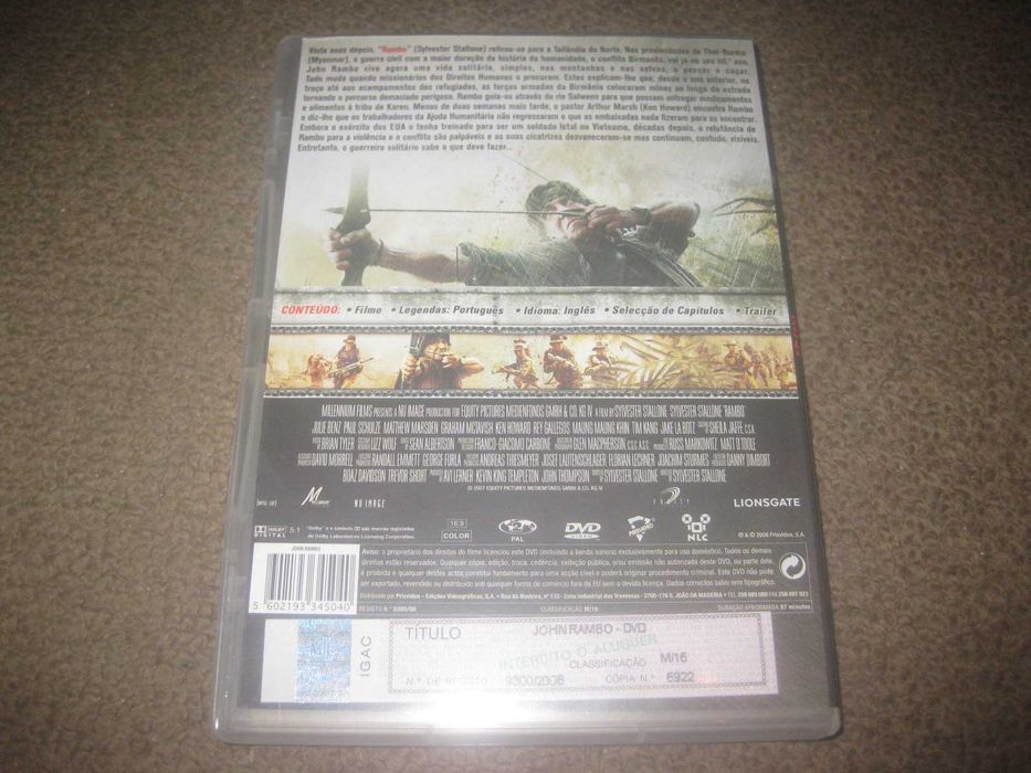 DVD "John Rambo" com Sylvester Stallone/Raro!