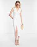 Asos Design 36 S Biała Sukienka Marynarkowa Midi H16009