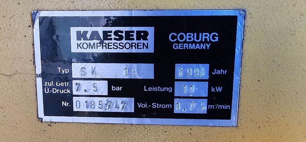 Kompresor śrubowy, sprężarka KAESER SK19 11KW, Osuszacz, zbiornik 500l