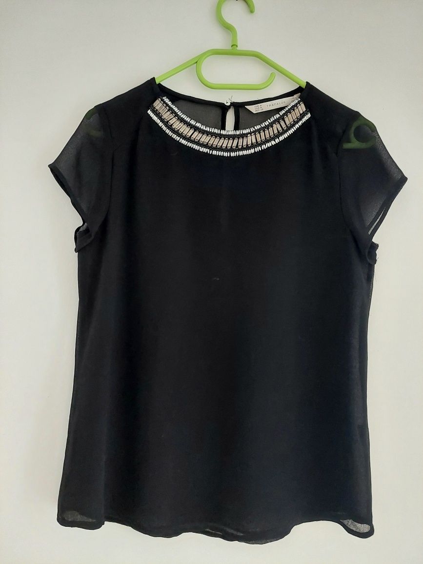Elegancka bluzka Zara M czarna zdobiona