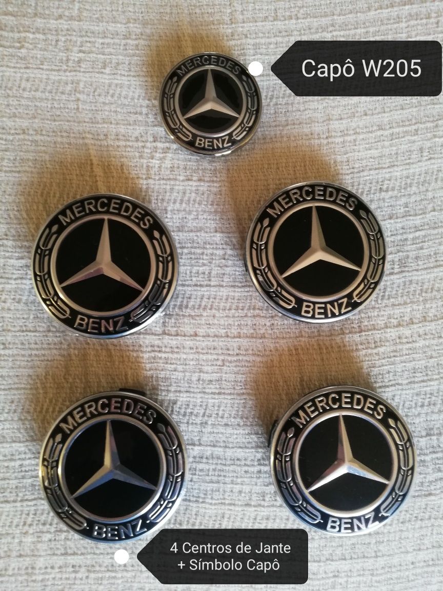 Centros de Jante Mercedes em Preto 75mm - Novos